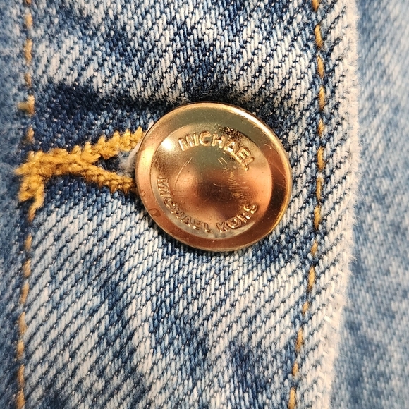 MICHAEL Michael Kors Blue Denim Button Front Midi Skirt - Picture 5 of 13